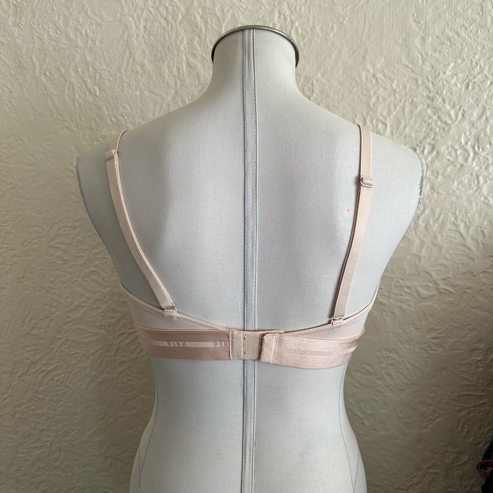 Victoria’s Secret Pink Wireless Nude Beige Logo Band Bra Lightly Lined - Picture 5 of 7